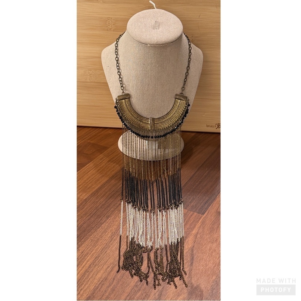 Vintage Multi Strand Egyptian Boho Revival Statement Choker Statement Necklace